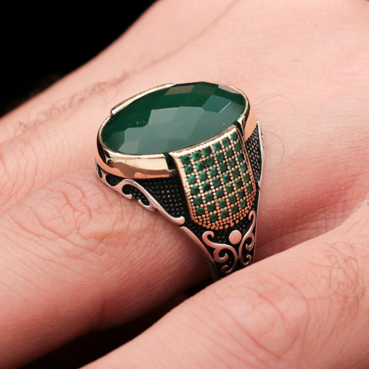 Green Zircon Stone Silver Ring