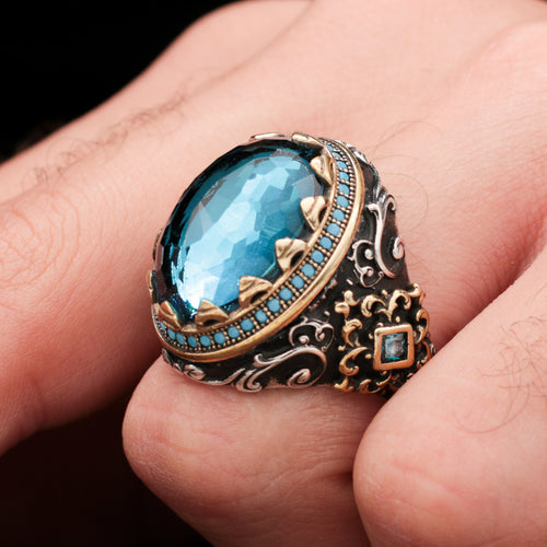 Blue Zircon Silver Ring