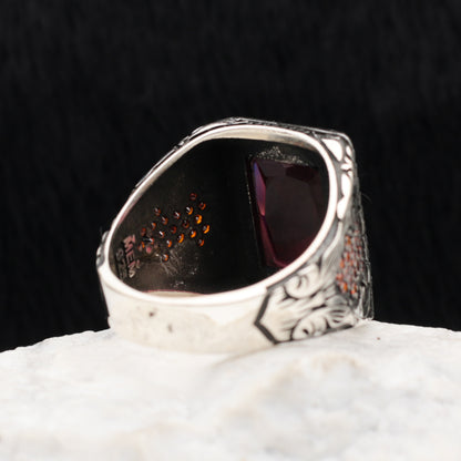 Red Square Stone Ring