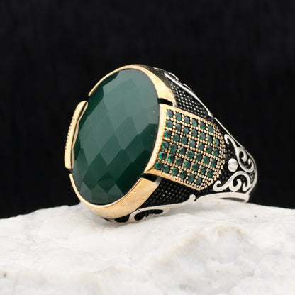 Green Zircon Stone Silver Ring