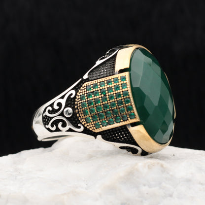 Green Zircon Stone Silver Ring