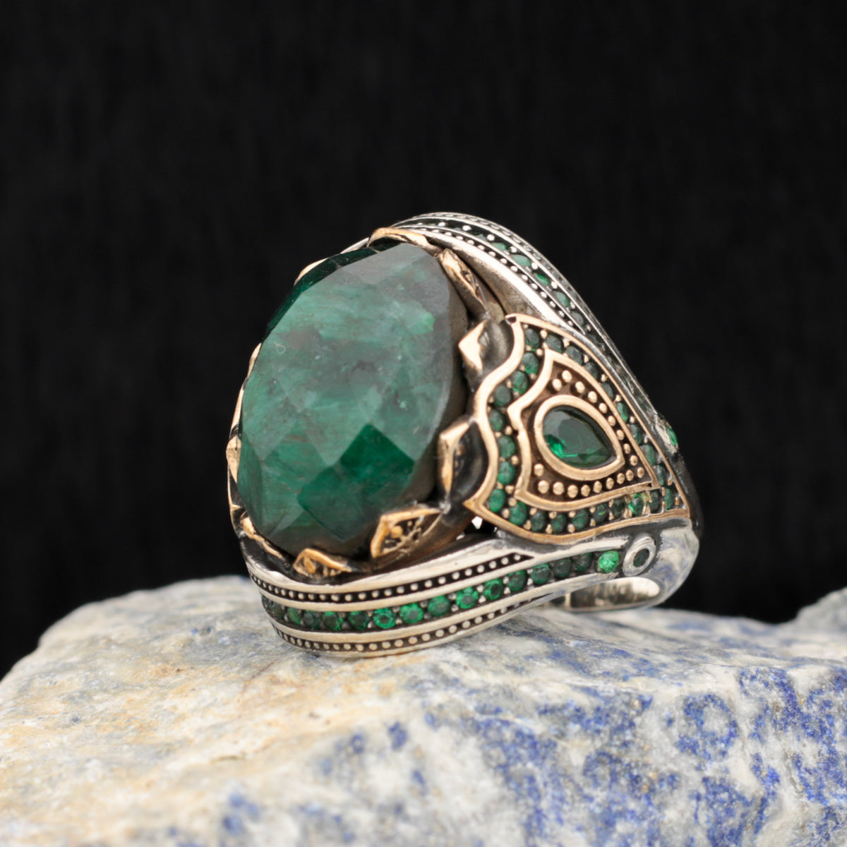 Green Zircon Stone Silver Ring