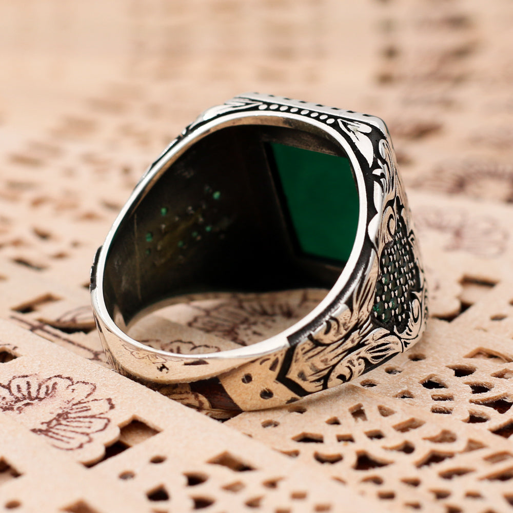 Green Square Stone Ring