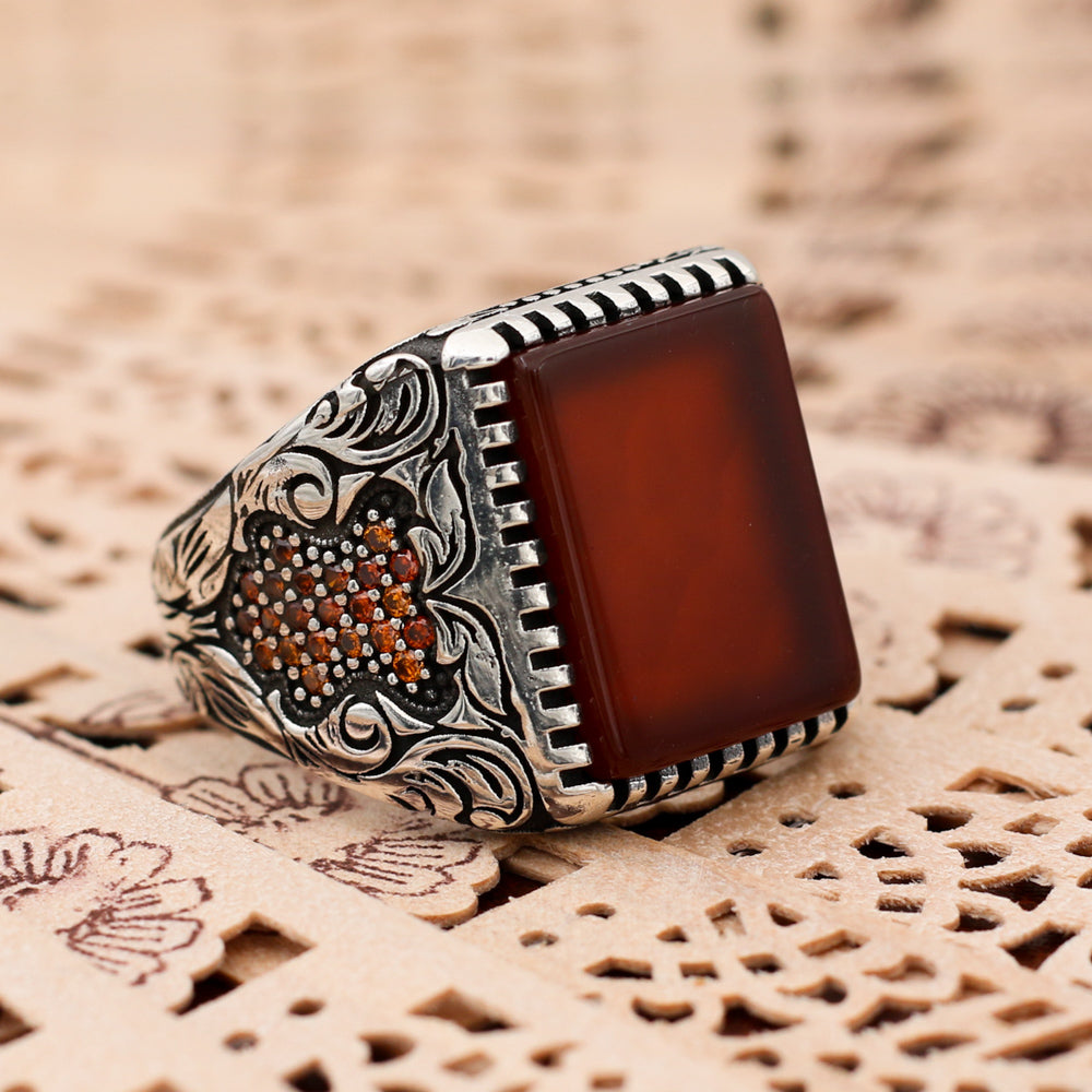 Square Agate Stone Ring