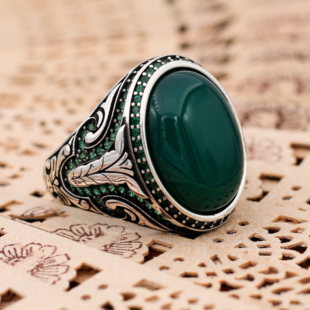 Green Agate Stone Ring