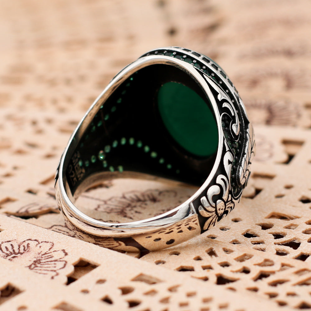 Green Agate Stone Ring