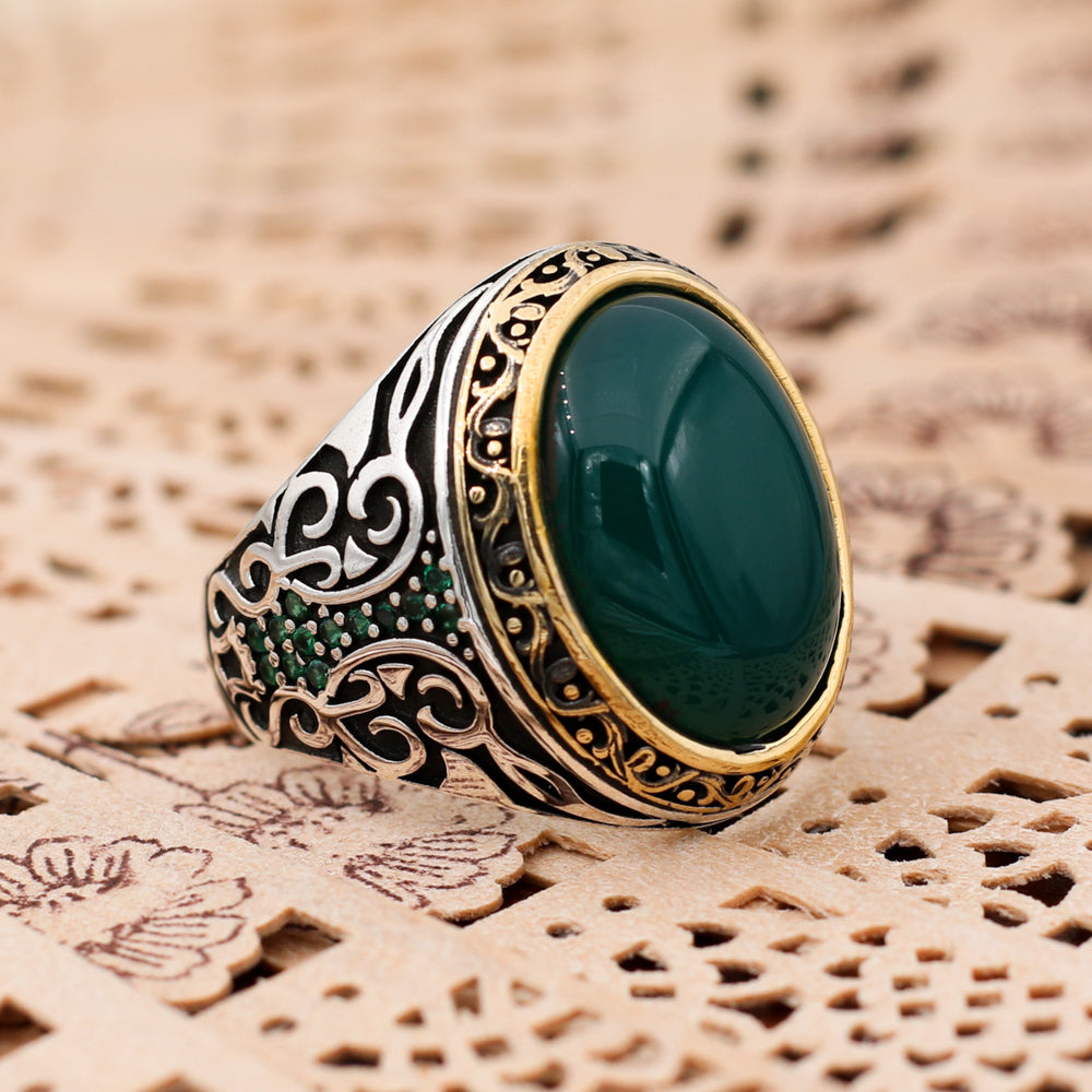 Green Agate Stone Ring