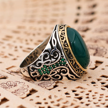 Green Agate Stone Ring