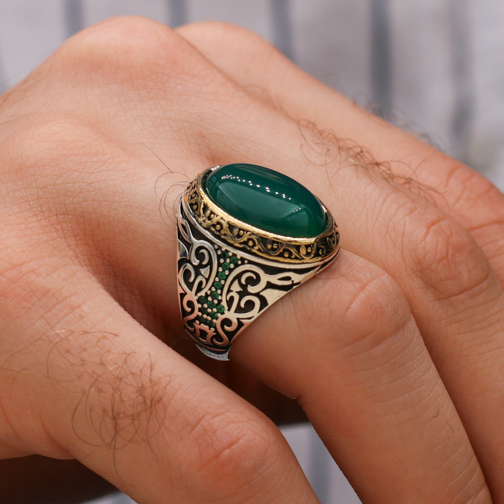 Green Agate Stone Ring