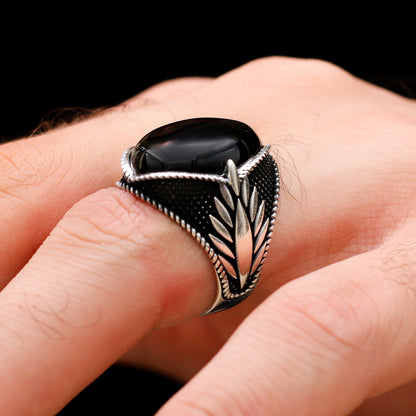 Bague pour homme avec motif de feuille