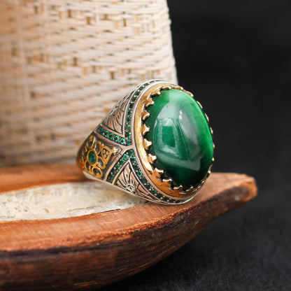 Bague en pierre d'agate verte