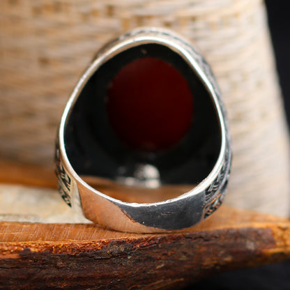 Bague en pierre d'agate rouge