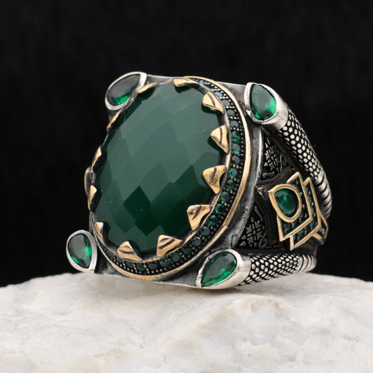 Green Zircon Stone Silver Ring