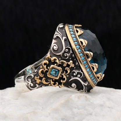 Blue Zircon Silver Ring