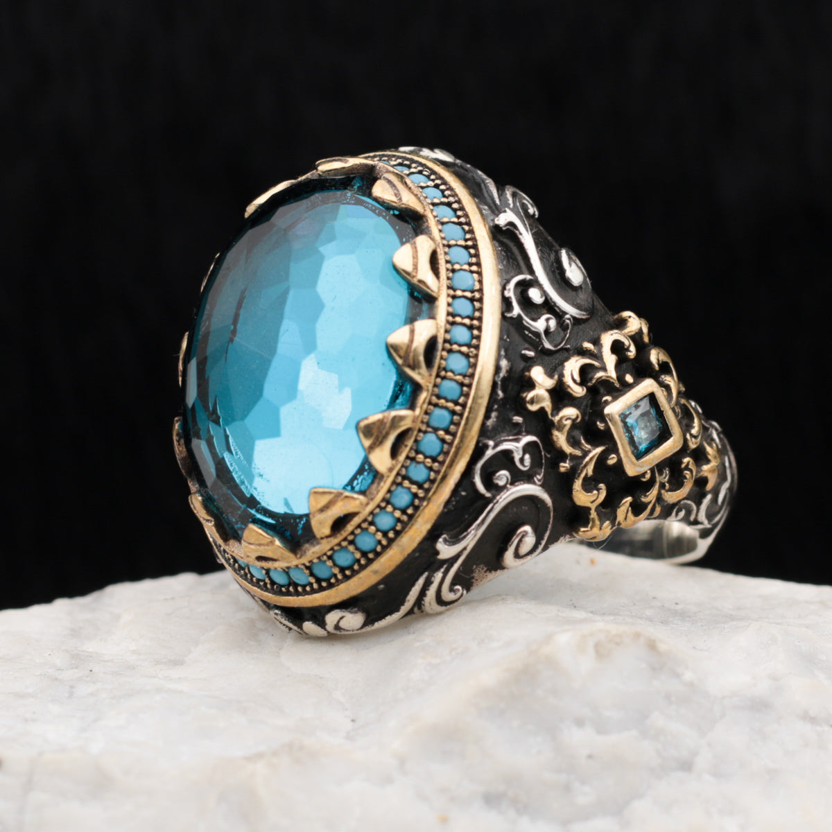 Bague en argent sterling 925 carats avec zircon bleu