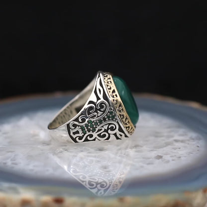 Green Agate Stone Ring